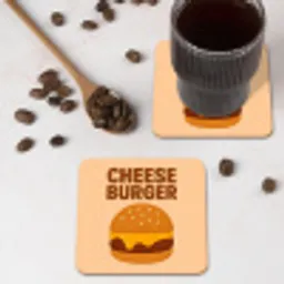 Cheeseburger - Minimalistisch - Geel onderzetter kurk middel -sfeer2