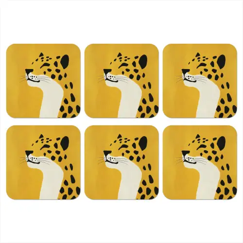 Cheetah - Illustratie - Geel onderzetter kurk middel -3d