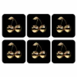 Kersen - Zwart - Goud - Chrome onderzetter kurk middel -3d