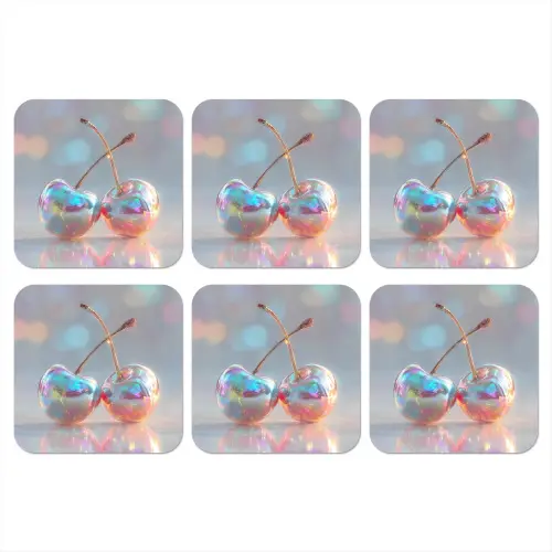 Kersen - Glanzend - Regenboogkleur onderzetter kurk middel -3d