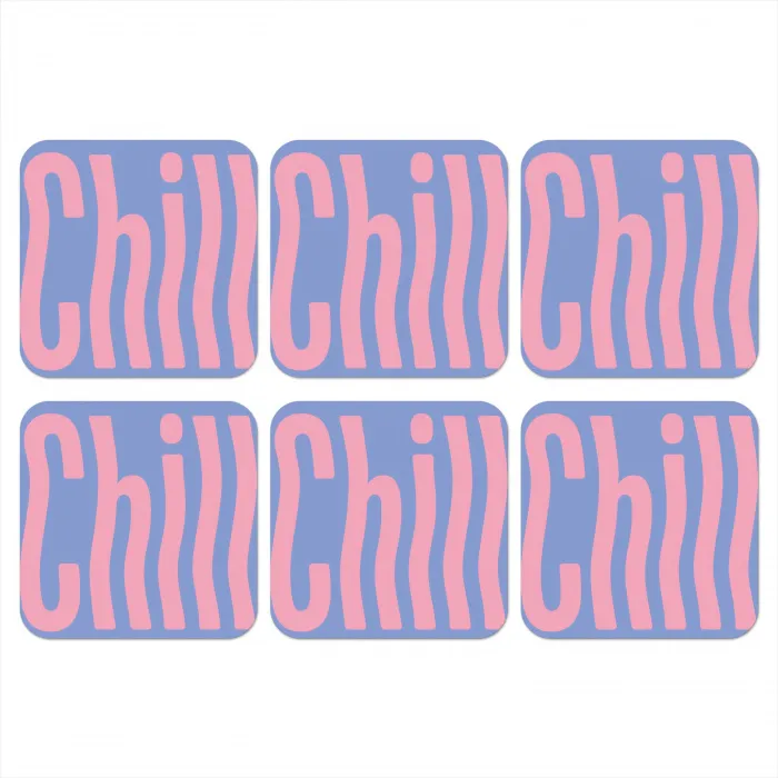 Chill - Roze - Blauw - Golvend onderzetter kurk middel -3d