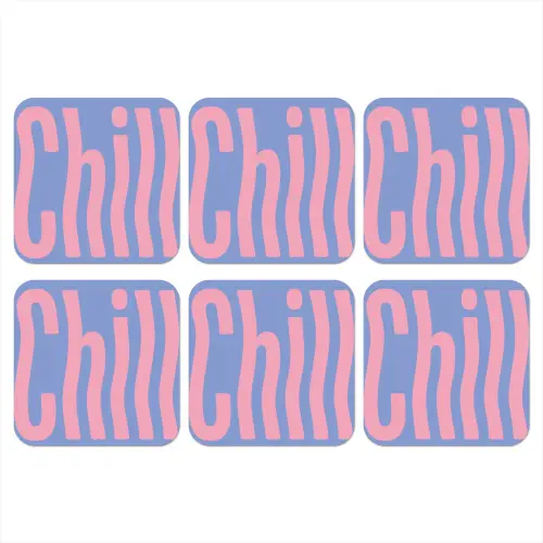 Chill - Roze - Blauw - Golvend onderzetter kurk middel -3d