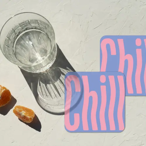 Chill - Roze - Blauw - Golvend onderzetter kurk middel -sfeer4