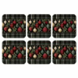 Kerstballen - Rood - Hulsttakken - Patroon onderzetter kurk middel -3d