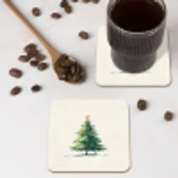 Kerstboom - Illustratie - Ster - Sneeuw onderzetter kurk middel -sfeer2