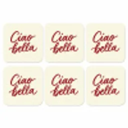 Ciao bella - Rood - Wit - Minimalistisch onderzetter kurk middel -3d