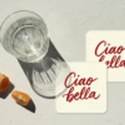 Ciao bella - Rood - Wit - Minimalistisch onderzetter kurk middel -sfeer4
