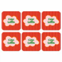 Ciao bella - Tekstwolk - Strepen - Oranje onderzetter kurk middel -3d