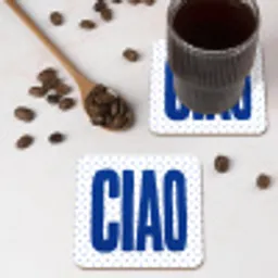 Ciao - Stippen - Roze - Wit onderzetter kurk middel -sfeer2