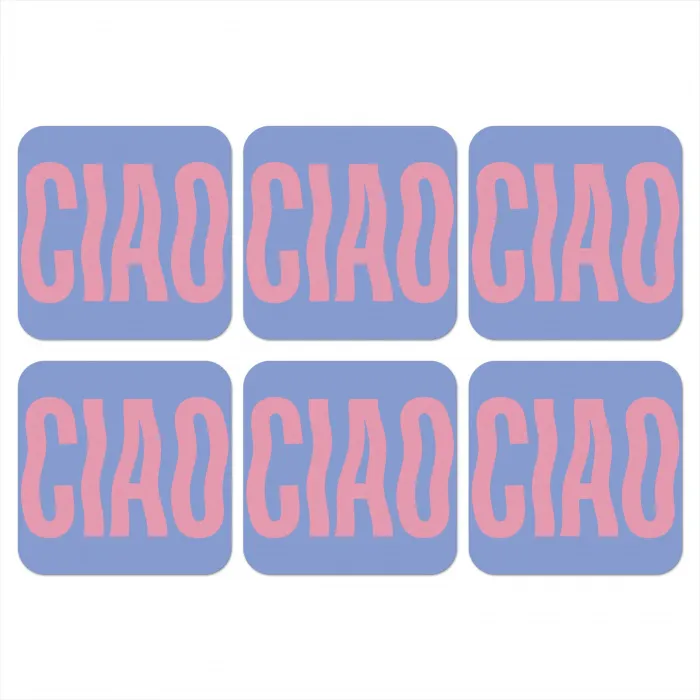 Ciao - Roze - Blauw - Golvend onderzetter kurk middel -3d
