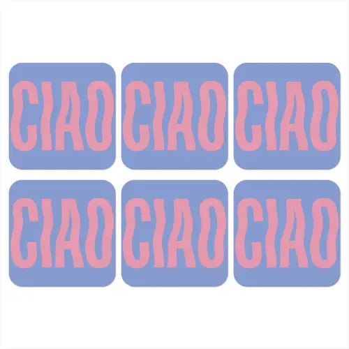 Ciao - Roze - Blauw - Golvend onderzetter kurk middel -3d