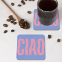 Ciao - Roze - Blauw - Golvend onderzetter kurk middel -sfeer2