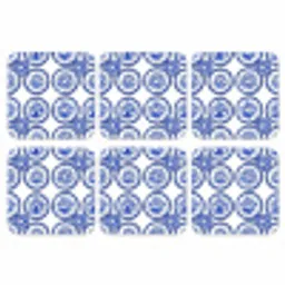 Cirkels - Bloemen - Blauw onderzetter kurk middel 366 -3d