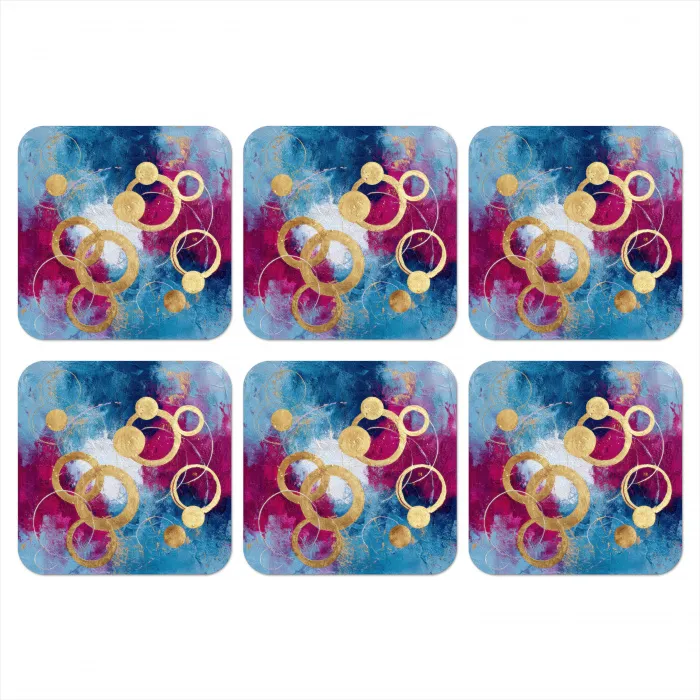 Cirkels - Goud - Abstract onderzetter kurk middel -3d