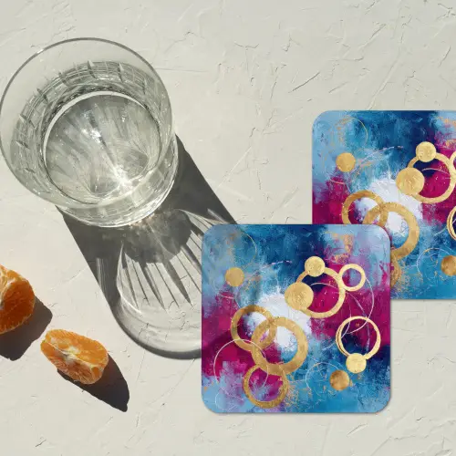 Cirkels - Goud - Abstract onderzetter kurk middel -sfeer4