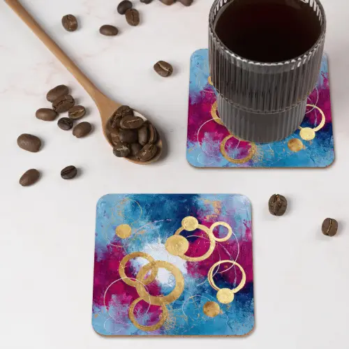 Cirkels - Goud - Abstract onderzetter kurk middel -sfeer2