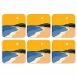 Kustlijn - Oranje lucht - Begroeiing onderzetter kurk middel -3d