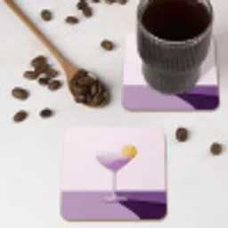 Cocktail - Paars - Minimalistisch - Citroen onderzetter kurk middel -sfeer2