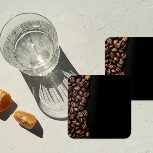 Koffiebonen - Zwart - Eenvoudig onderzetter kurk middel -sfeer4