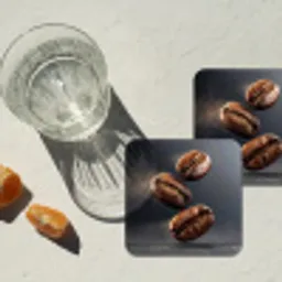 Koffiebonen - Zwevend - Grijs onderzetter kurk middel -sfeer4