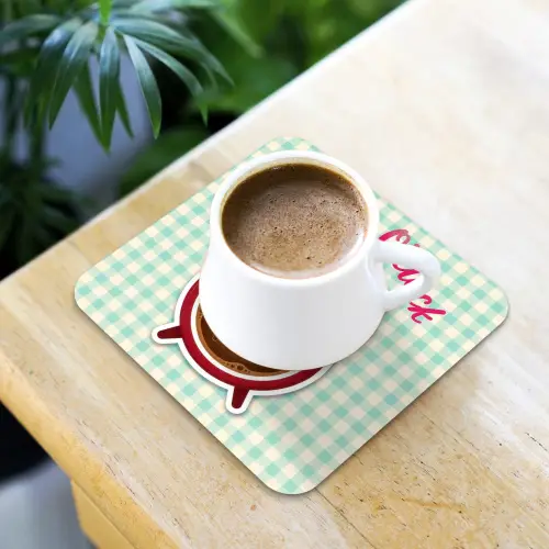 Koffie - Klok - Groen onderzetter kurk middel -sfeer5
