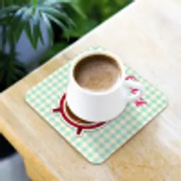 Koffie - Klok - Groen onderzetter kurk middel -sfeer5