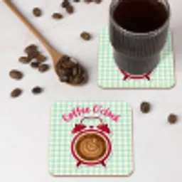 Koffie - Klok - Groen onderzetter kurk middel -sfeer2