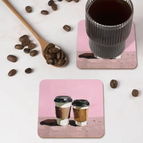 Koffiebekers - Deksel - Verf - Textuur onderzetter kurk middel -sfeer2