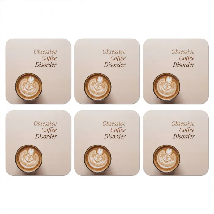 Koffie - Obessive Coffee Disorder - Beige onderzetter kurk middel -3d