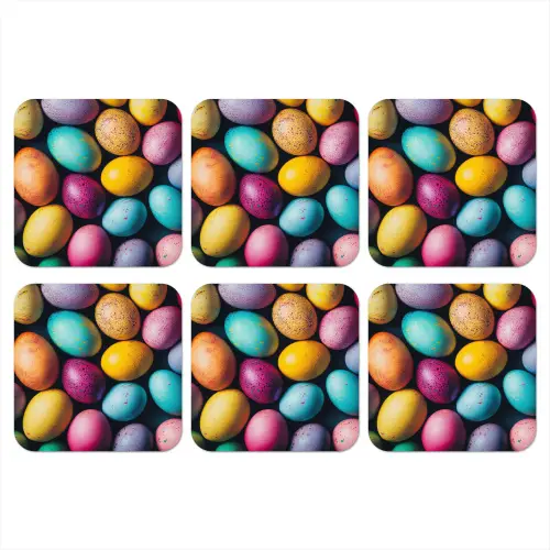 Kleurrijk - Paaseitjes - Spetters onderzetter kurk middel -3d