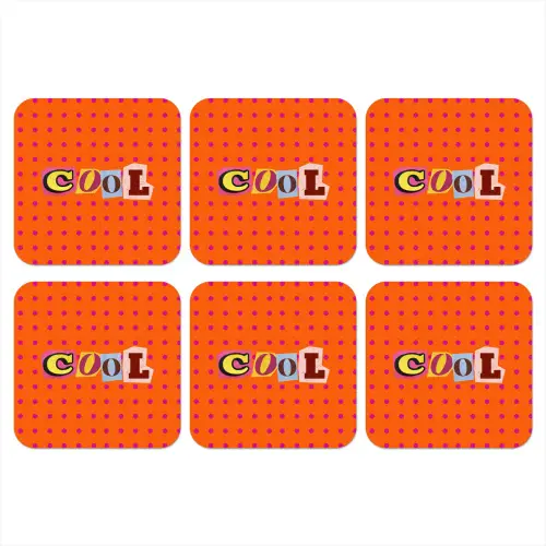 Cool - Stippen - Oranje onderzetter kurk middel -3d