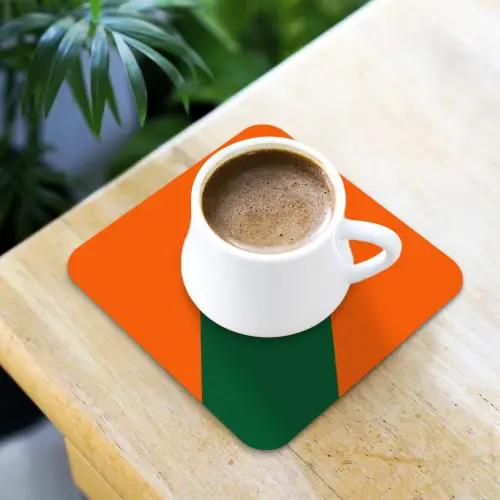 Cool - Oranje - Groen onderzetter kurk middel -sfeer5