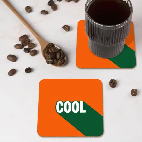 Cool - Oranje - Groen onderzetter kurk middel -sfeer2