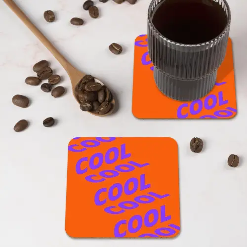 Cool - Paars - Oranje onderzetter kurk middel -sfeer2