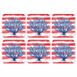 Koraal - Verfstructuur - Rood - Blauw onderzetter kurk middel -3d