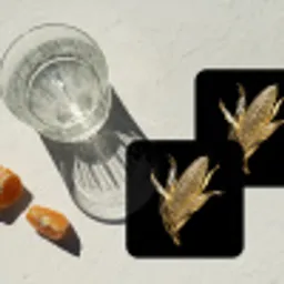 Mais - Eten - Goud - Zwart onderzetter kurk middel -sfeer4