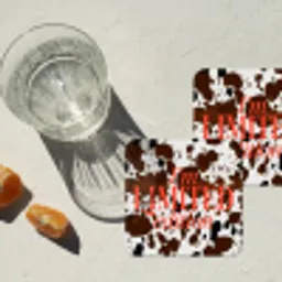 Koeienprint - Limited edition - Rood onderzetter kurk middel -sfeer4