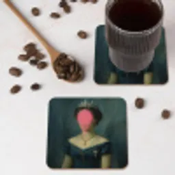 Kroon - Roze druipend verf - Portret onderzetter kurk middel -sfeer2