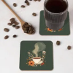 Kop - Bloemen - Groen - Koffie onderzetter kurk middel -sfeer2