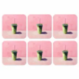 Beker - Rietje - Minimalistisch - Groen onderzetter kurk middel -3d