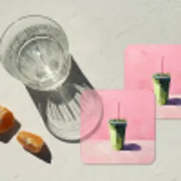 Beker - Rietje - Minimalistisch - Groen onderzetter kurk middel -sfeer4
