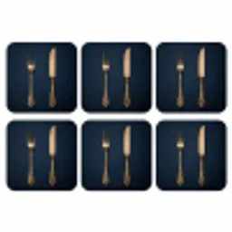 Bestek - Donkerblauw - Goud onderzetter kurk middel -3d