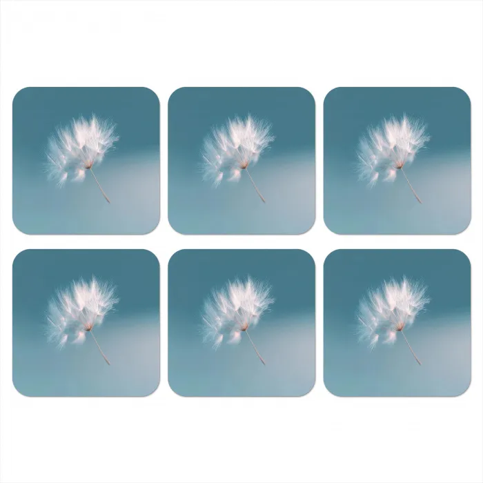 Paardenbloempluisje - Blauw - Lucht onderzetter kurk middel -3d