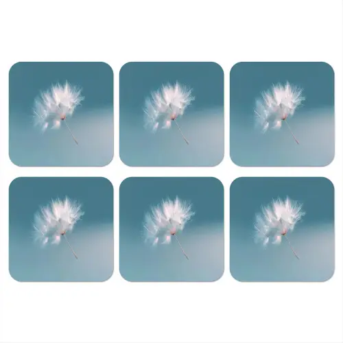 Paardenbloempluisje - Blauw - Lucht onderzetter kurk middel -3d