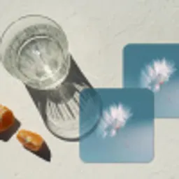 Paardenbloempluisje - Blauw - Lucht onderzetter kurk middel -sfeer4