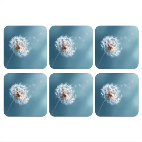 Paardenbloem - Wind - Blauw onderzetter kurk middel -3d