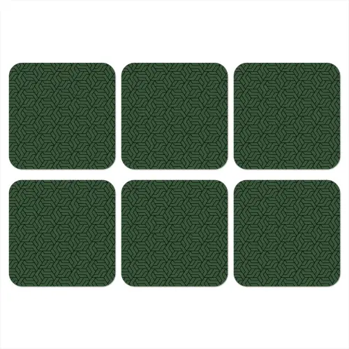Donkergroen - Patroon - Lijnen - Zwart onderzetter kurk middel 366 -3d