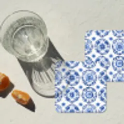 Sierborden - Bloemen - Blauw onderzetter kurk middel 366 -sfeer4