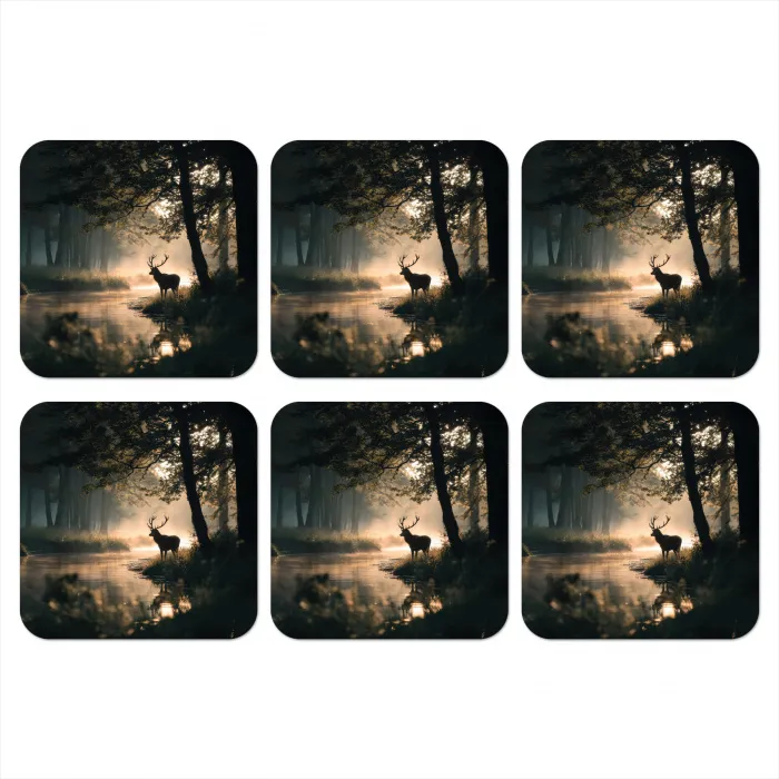Hert - Bosbeek - Mystiek onderzetter kurk middel -3d
