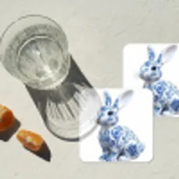 Delftsblauw - Haasje - Wit onderzetter kurk middel -sfeer4